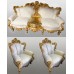 Rococo Italian Silik Carved Wood Upholstered 8 Piece Suite