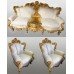 Rococo Italian Silik Carved Wood Upholstered 8 Piece Suite