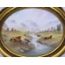 Grazing Highland Cattle Oval Porcelain Plaque by M.Powell