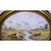 Grazing Highland Cattle Oval Porcelain Plaque by M.Powell