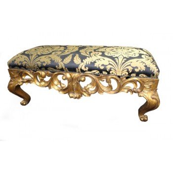 Harrison & Gil Carved Giltwood Upholstered Double Stool