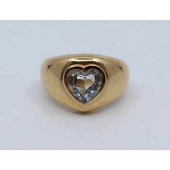 Heart Shaped Aquamarine 14ct Gold Ring