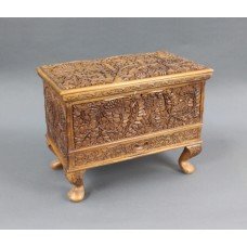 Heavily Carved Footed 19th c. Teak Sewing Chest
