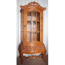 Heavily Carved Wood Glazed Display Cabinet