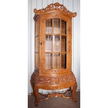 Heavily Carved Wood Glazed Display Cabinet