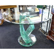 Heavy Glass Spiral Form Round Centre Table