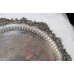 Heavy Ornate Engraved Antique Silver Plated on Copper Charger Tray