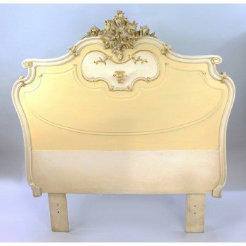 Heavy French Painted Carved Wood Headboard