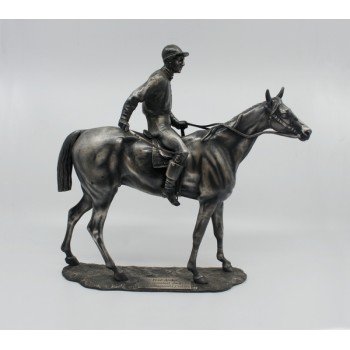 Heavy Pewter Model of Horse & Jockey Fred Archer
