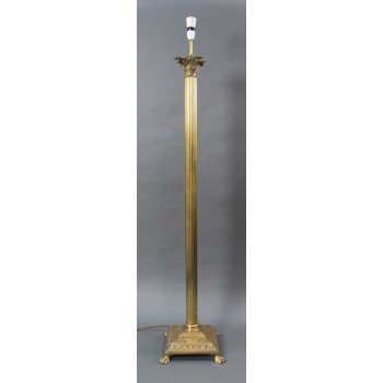 Heavy Vintage Brass Corinthian Column Standard Lamp