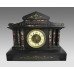 High Victorian Inlaid Black Marble Palladium Mantle Clock