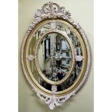 Impressive Oval Carved Gilt Limed Oak Mirror