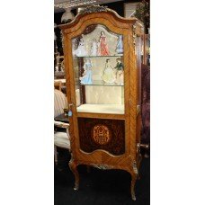 Inlaid Marquetry French Vitrine Cabinet