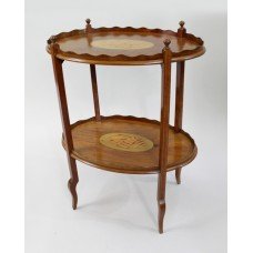 Inlaid Oval Two Tier Table