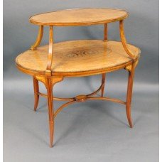 Elegant Inlaid Satinwood Étagère Two Tier Table c.1890