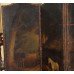 Interesting Antique Hand Painted Four Fold Leather Bound Dressing Screen