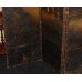 Interesting Antique Hand Painted Four Fold Leather Bound Dressing Screen