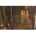 Interesting Antique Hand Painted Four Fold Leather Bound Dressing Screen