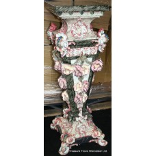 Ornate Italian Floral Ceramic Pedestal