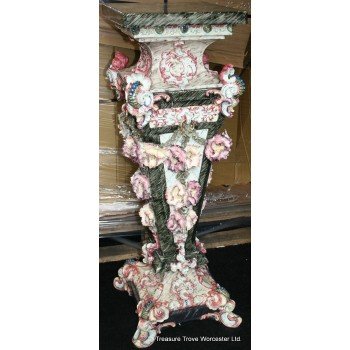 Ornate Italian Floral Ceramic Pedestal