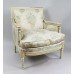 Italian Painted & Gilt Carved Wood Silik Upholstered Armchair