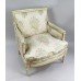 Italian Painted & Gilt Carved Wood Silik Upholstered Armchair