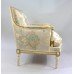 Italian Painted & Gilt Carved Wood Silik Upholstered Armchair