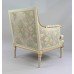 Italian Painted & Gilt Carved Wood Silik Upholstered Armchair