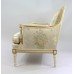 Italian Painted & Gilt Carved Wood Silik Upholstered Armchair