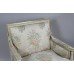 Italian Painted & Gilt Carved Wood Silik Upholstered Armchair