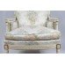 Italian Painted & Gilt Carved Wood Silik Upholstered Armchair