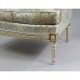 Italian Painted & Gilt Carved Wood Silik Upholstered Armchair