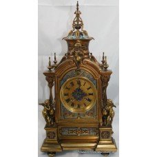 Fine Cloisonné Enamel & Brass Mantel Clock by James Grohe c.1880