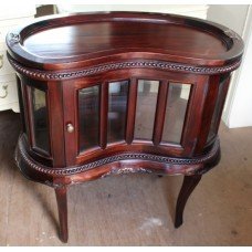 Kidney Shaped Mahogany Glazed Tray Top Cabinet