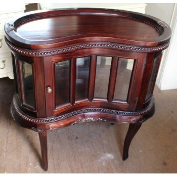 Kidney Shaped Mahogany Glazed Tray Top Cabinet