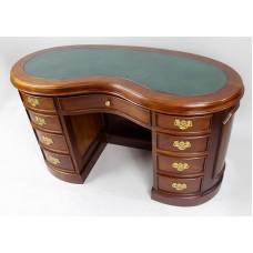 Kidney Shaped Mahogany Leather Topped Desk