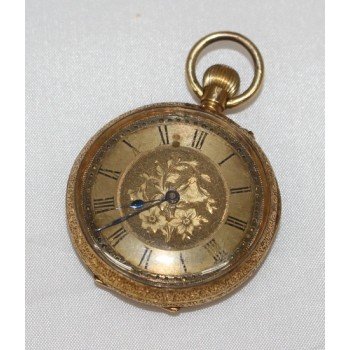 Ladies Engraved 18ct Gold Late Victorian Pocket Watch