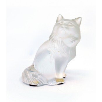 Lalique Cat Glass Sculpture Heggie