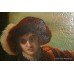 Large Antique Painting Cellist Oil on Canvas