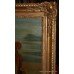Large Antique Painting Cellist Oil on Canvas
