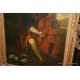 Large Antique Painting Cellist Oil on Canvas