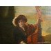 Large Antique Painting Cellist Oil on Canvas