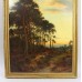 Large Antique Romantic Landscape at Sunset Oil on Canvas