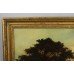 Large Antique Romantic Landscape at Sunset Oil on Canvas