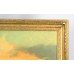 Large Antique Romantic Landscape at Sunset Oil on Canvas