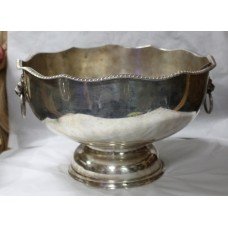 19th c. Large Silver Plated on Copper Two Handled Bowl