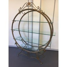 Large Bronzed Gilt Circular Form Display Shelves