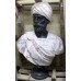 Large Classical Style Carved Marble Bust of Turbanned Man