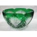 Large Cut Glass Green Overlay Crystal Bowl