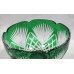 Large Cut Glass Green Overlay Crystal Bowl